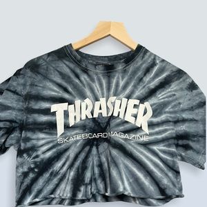 Cropped Thrasher Skateboarding Tee TIE DYE